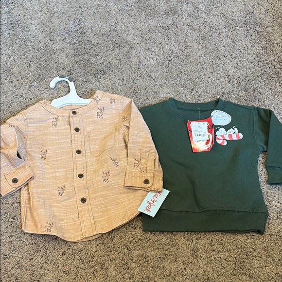 Cat & Jack Other - Cat & Jack 2 18 months tops Green and Tan Button Down Shirts